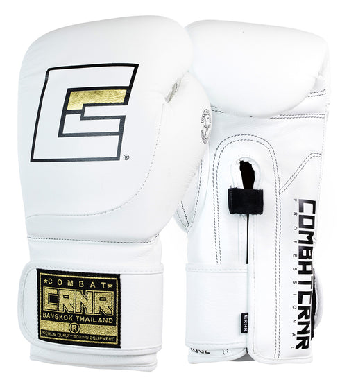 Combat Corner HMIT Velcro Sparring Gloves | White